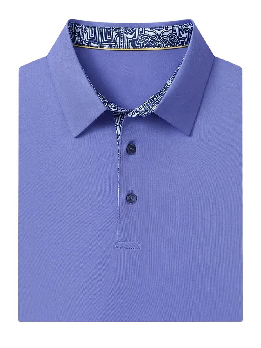 Men'S Designed Collared Solid Performance Polo