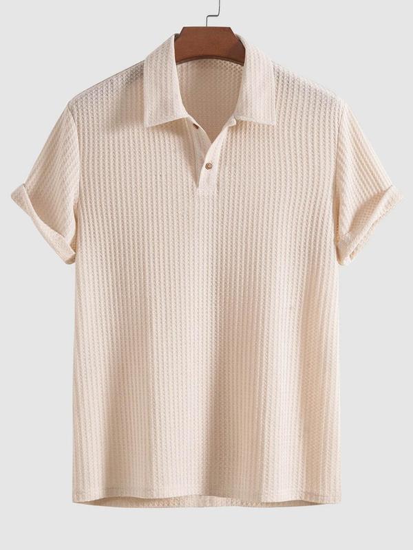 Men’s Summer Jacquard Knit Polo Shirt — Casual Short Sleeve Top