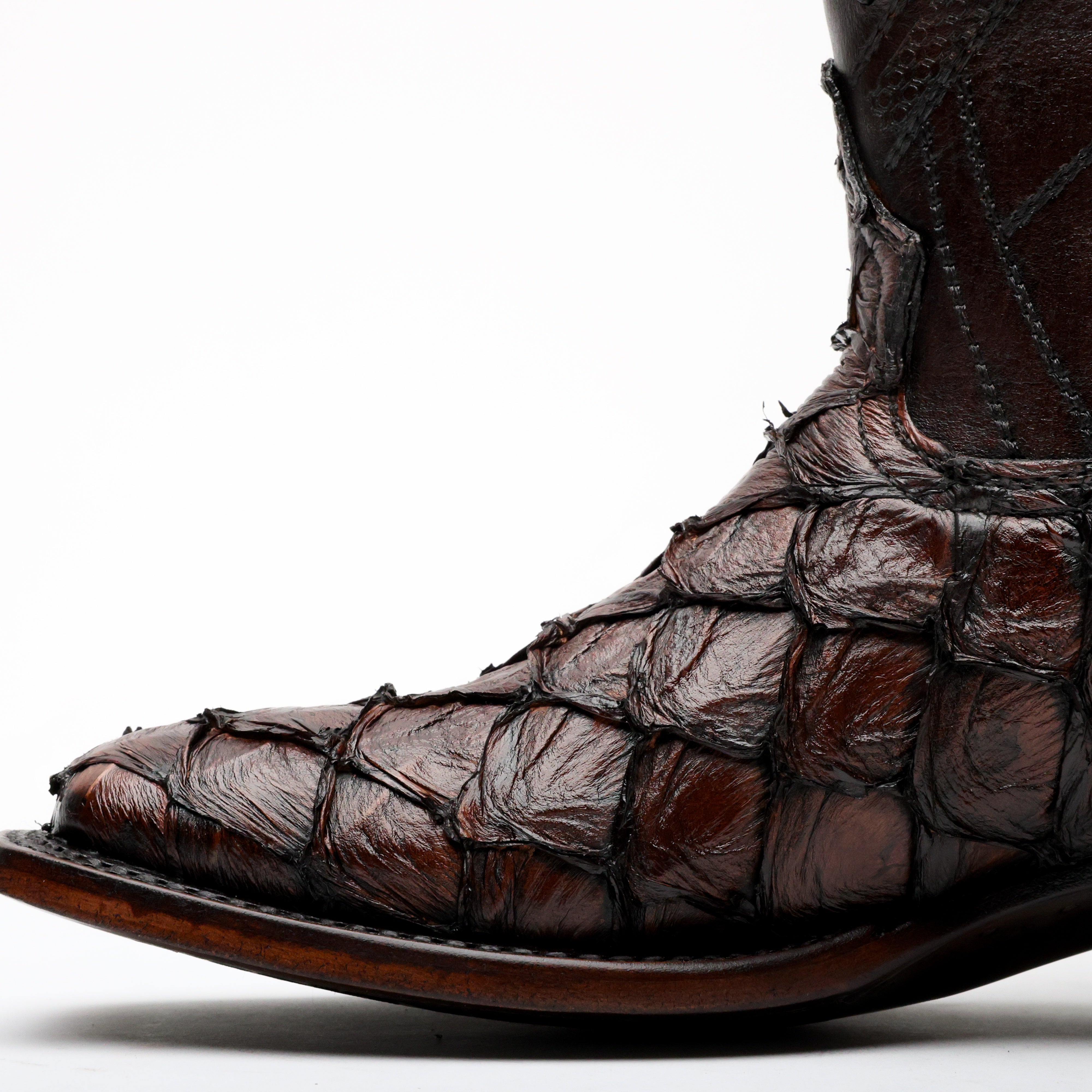 AUTHENTIC Brown Pirarucu Boots - Square Toe