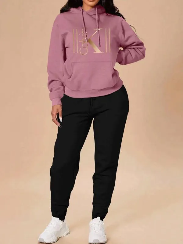 Women's Casual Hooded Sweatshirt Set