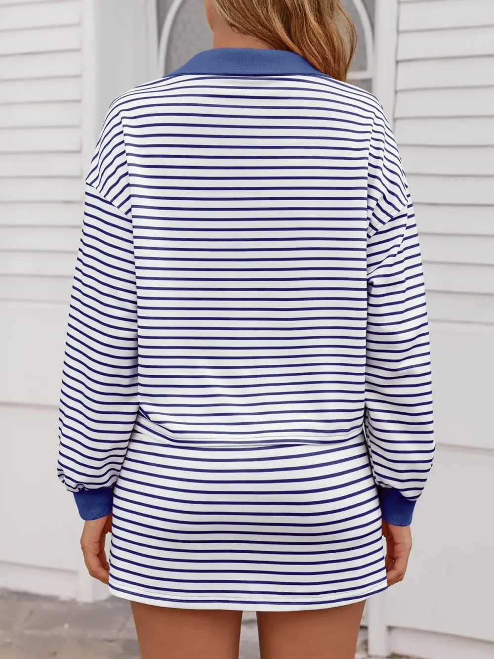 Striped two-piece casual sweatshirt dress set