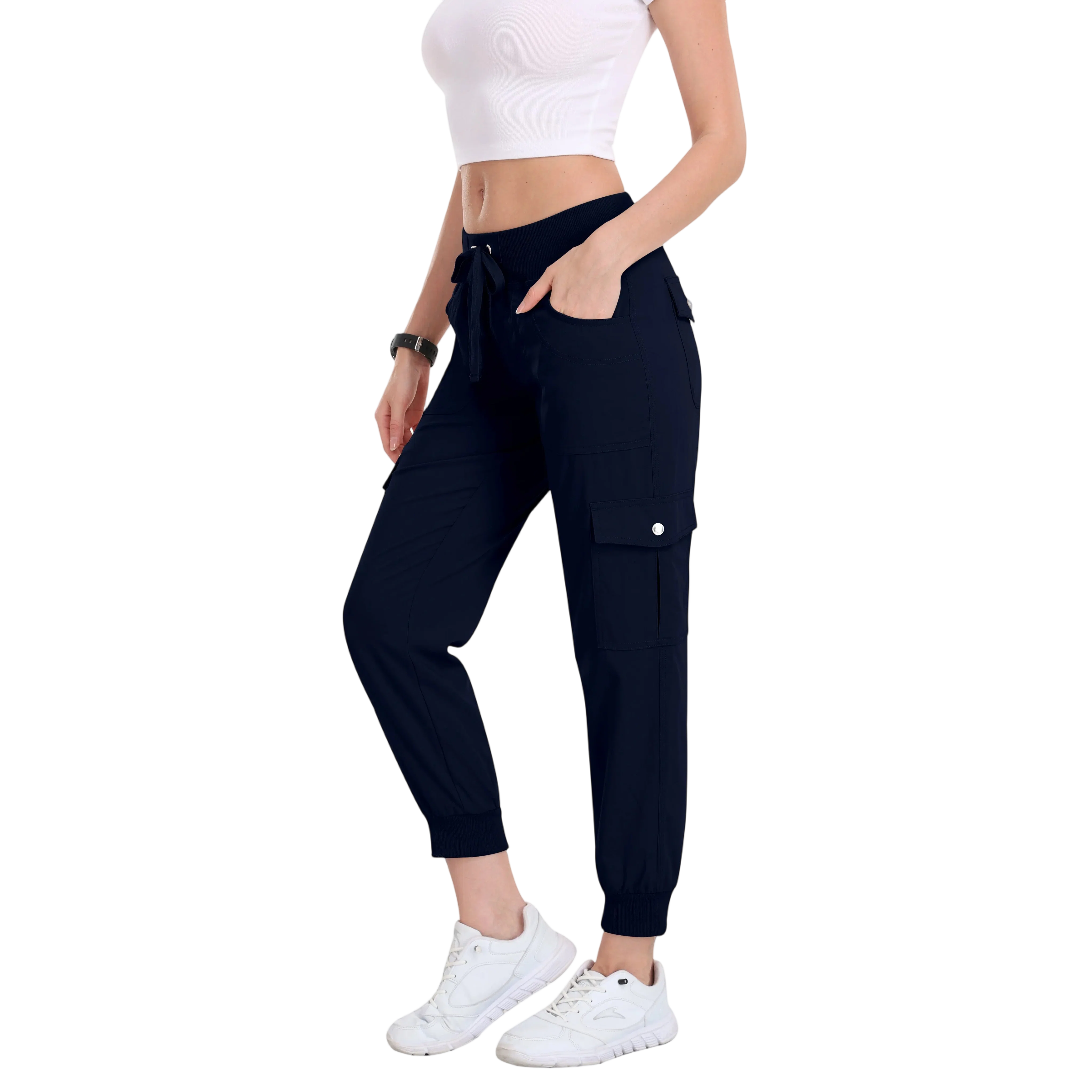 Women's Lightweight Hiking Cargo Pants Outdoor Quick Dry Casual Travel Sweatpants Joggers Elastic Waist Button Pockets Comfy Moms over 30 Basic four season