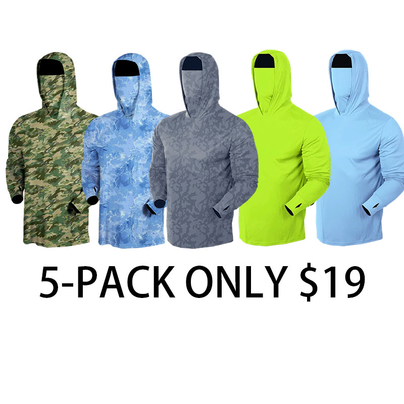 Men’s UPF 50+ Hooded Sun Protection Shirt with Face Mask & Neck Gaiter