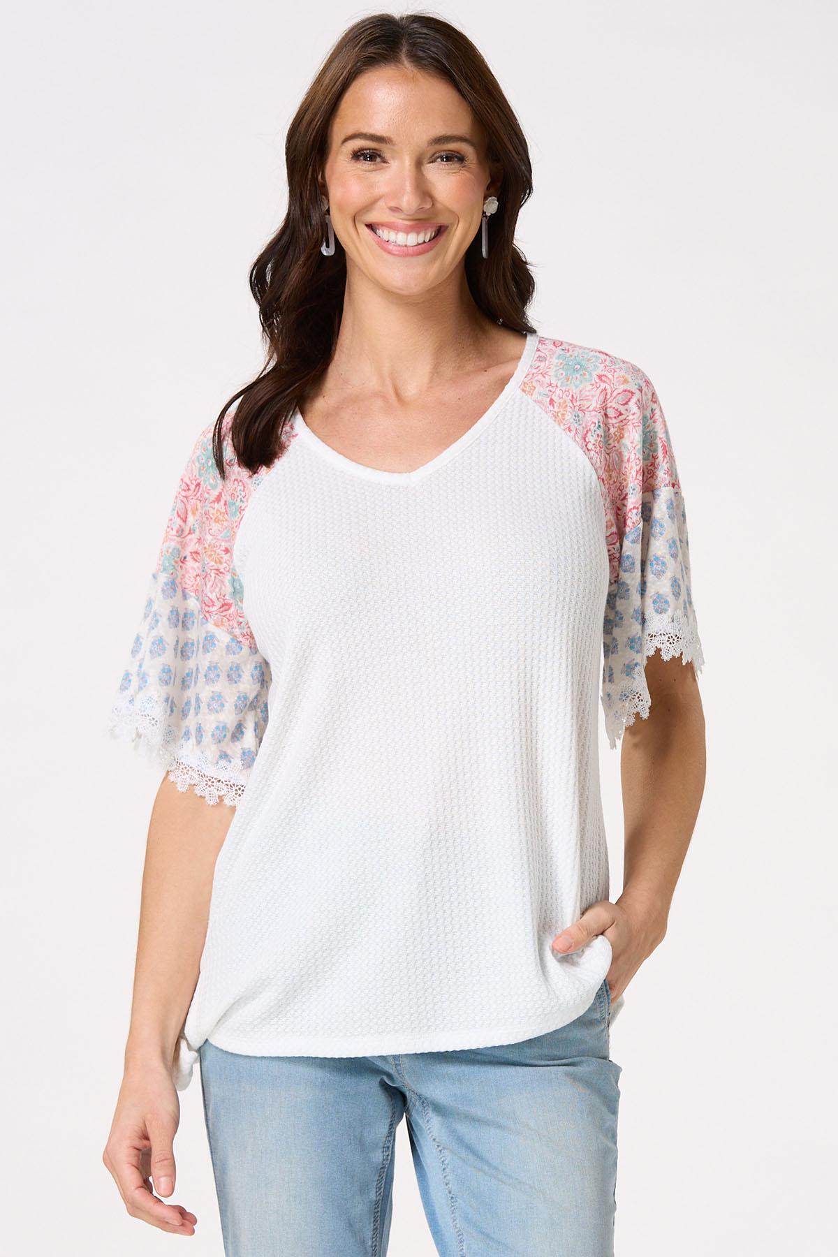 Waffle Knit Side Tie Baseball Top