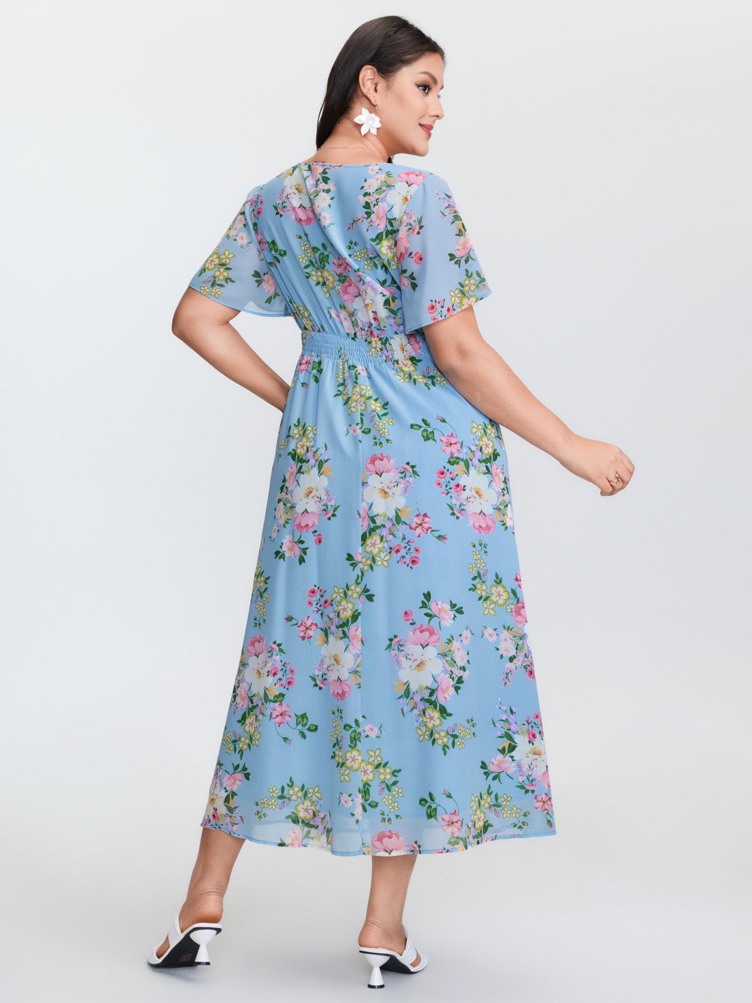 Elegant Floral Print Flowy Maxi Dress