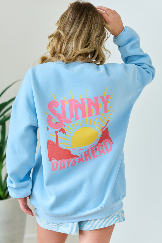 Sunny Days Ahead Light Blue Graphic Sweatshirt