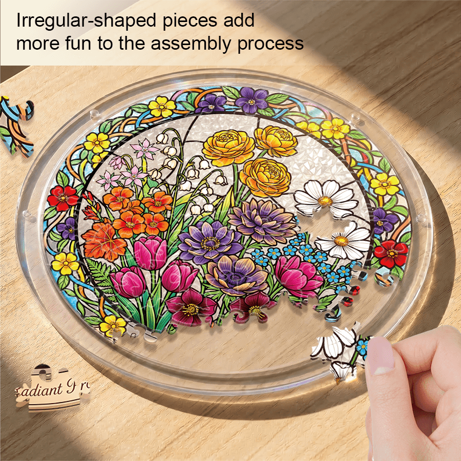 Acrylic Jigsaw Puzzle Suncatcher - Spring Blossoms