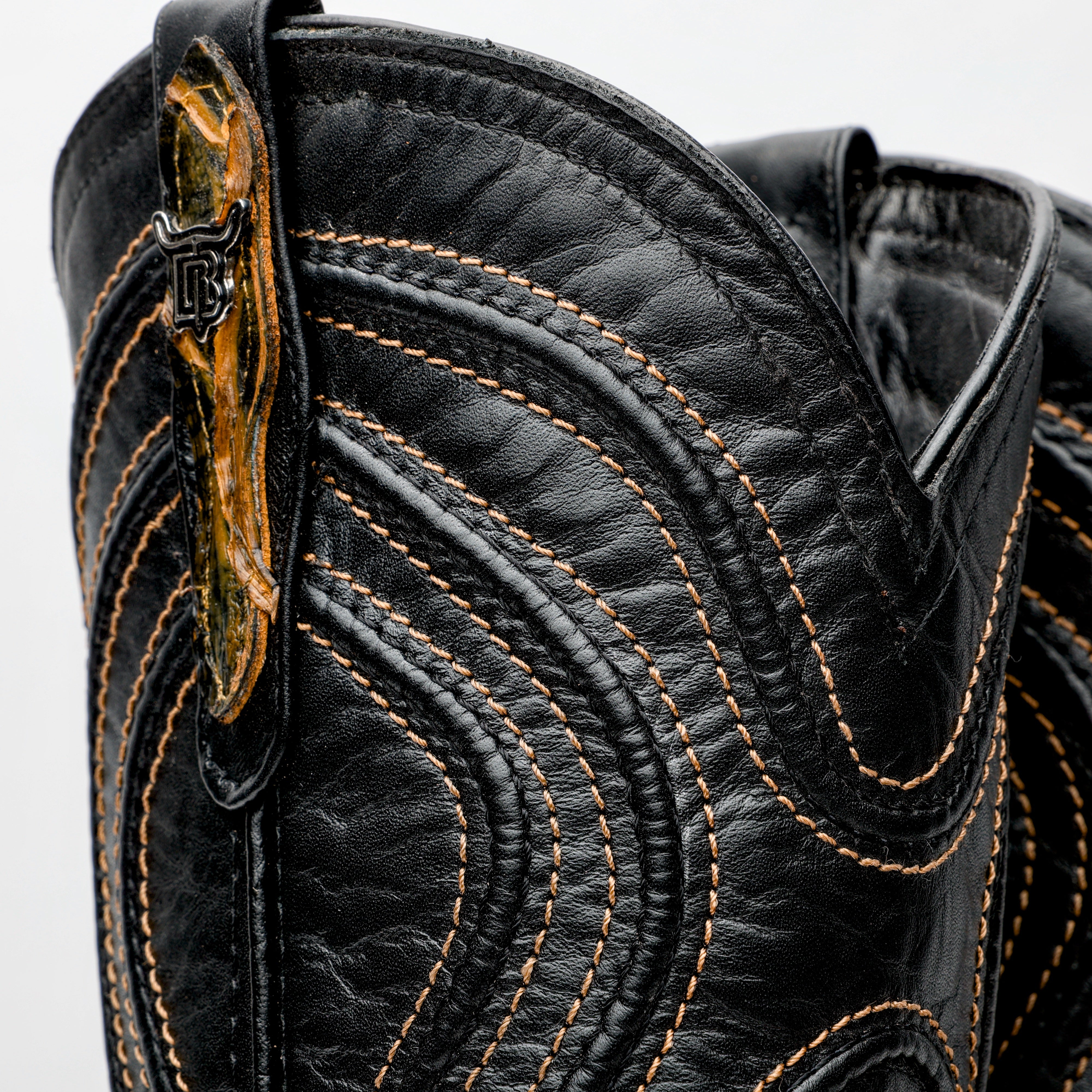 Light Rustic Brown Python Leather Boots - Square Toe