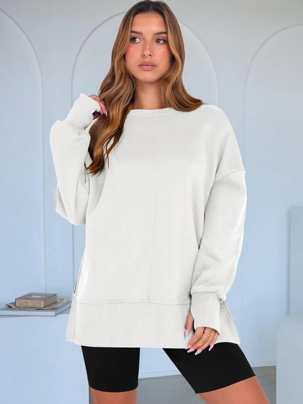 Women Oversized Sweatshirts Thumbhole Long Sleeve Hoodies Shirts