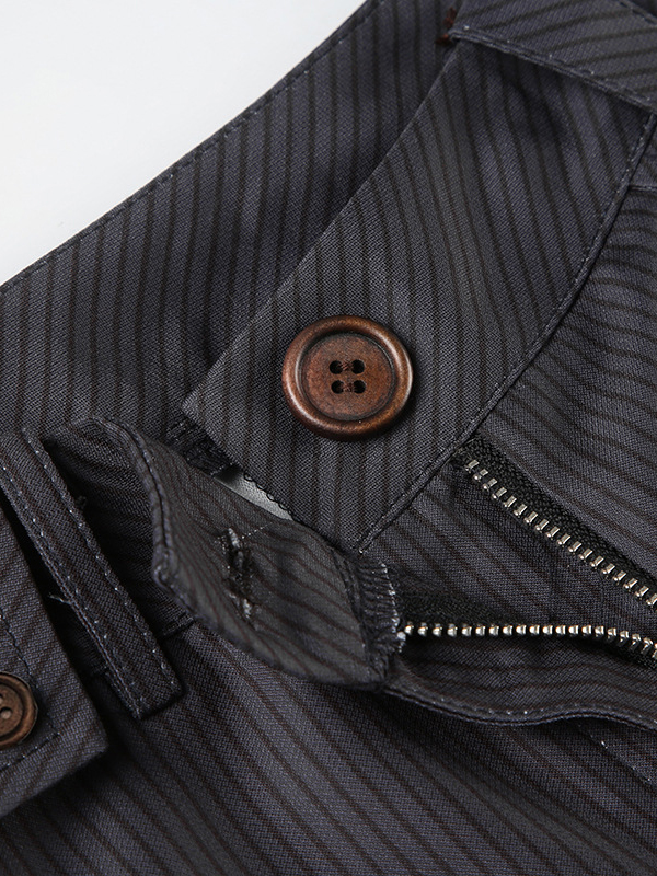 Striped Flared Straight Pants In Dark Gray