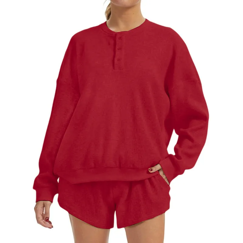 Women's Oversized Waffle Knit Lounge Set
