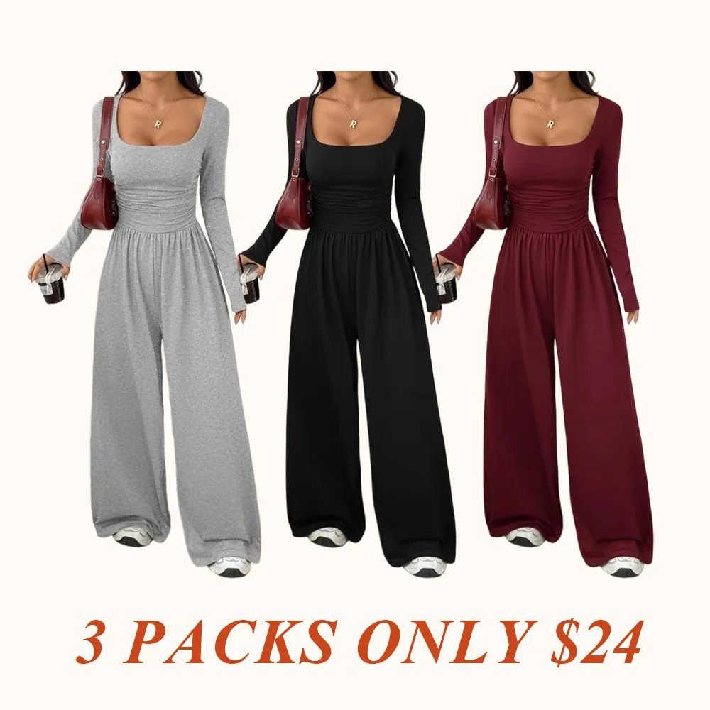 Women's Fall Winter Knit Wide Leg Jumpsuit