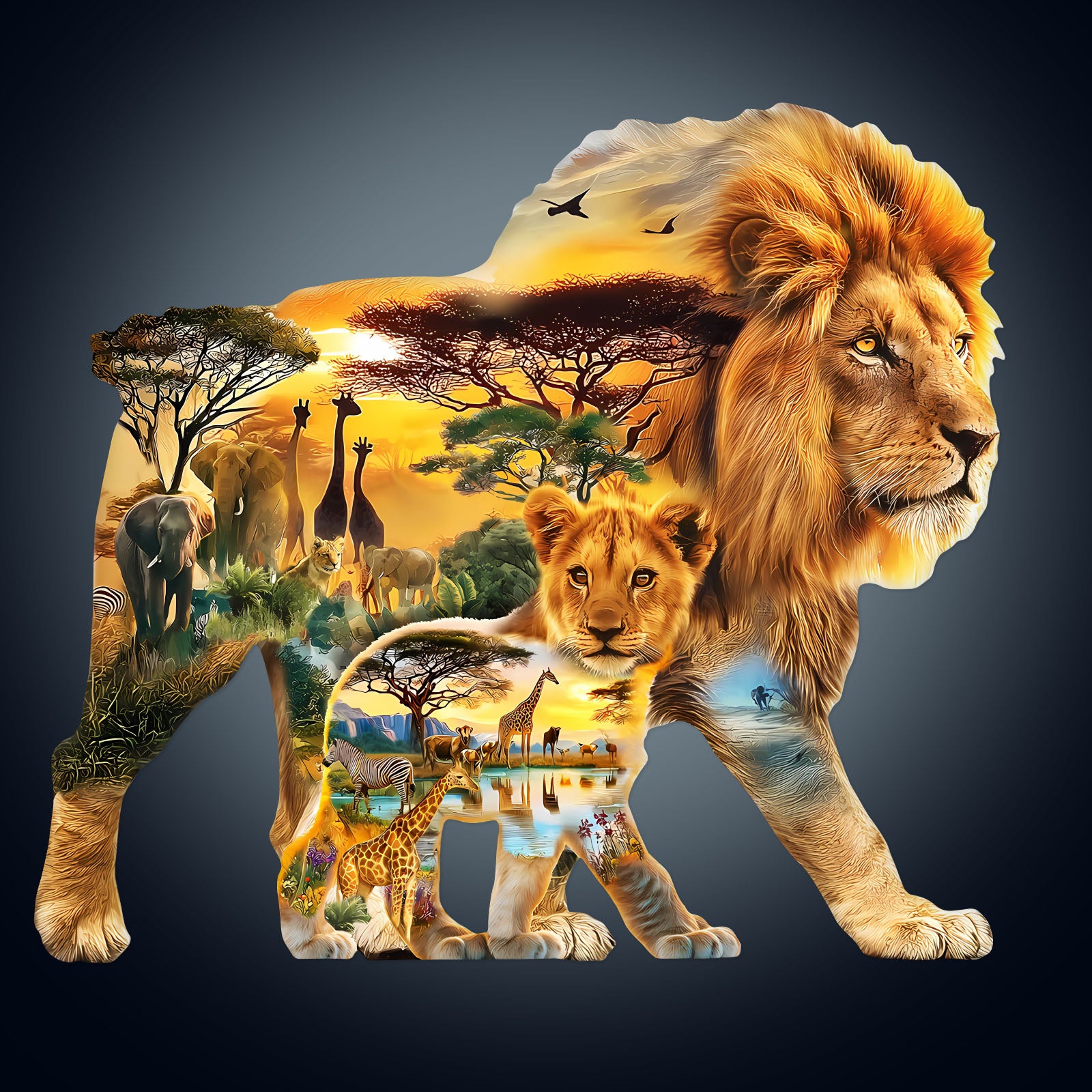 African Lions Wooden Jigsaw Puzzle