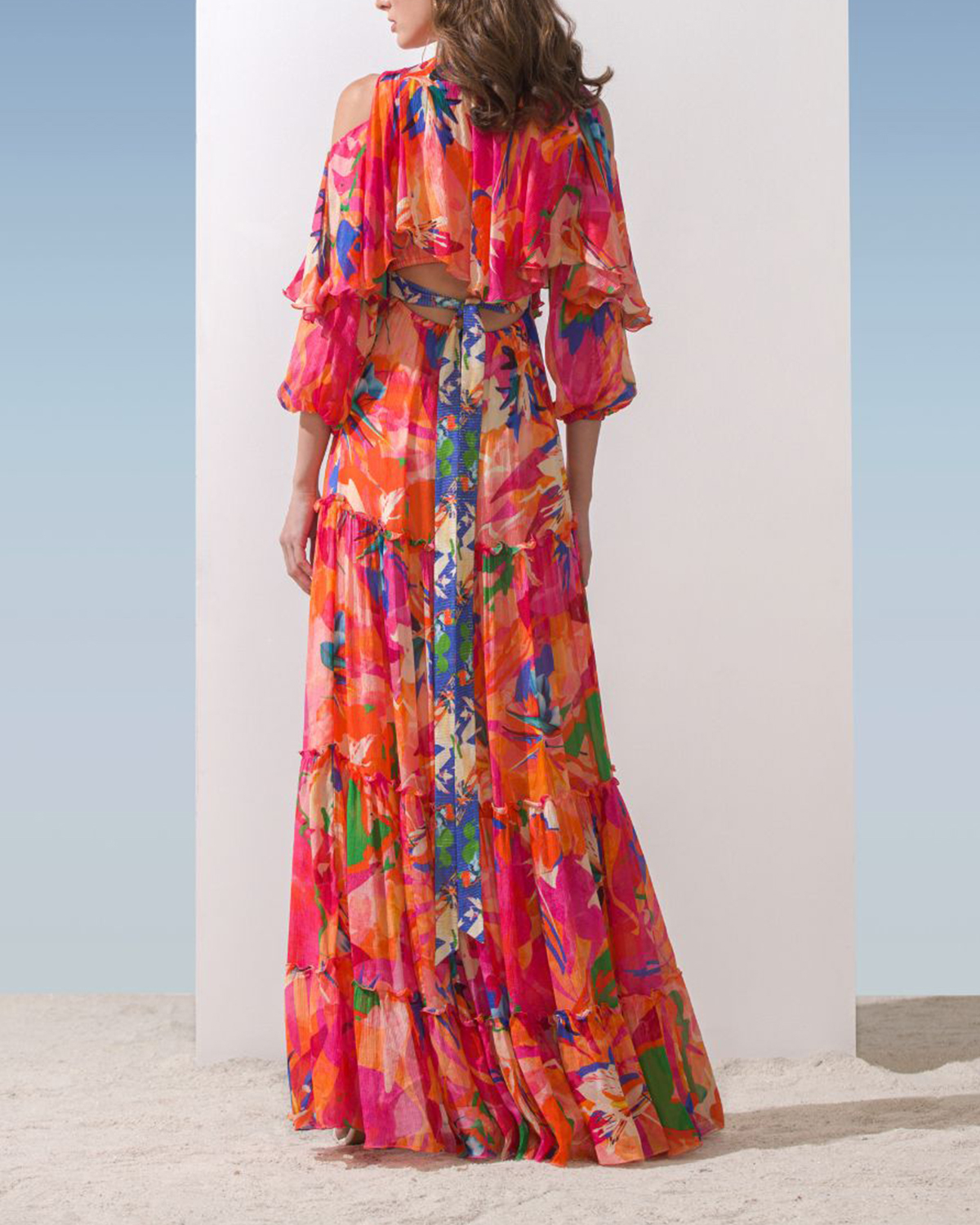 Chiffon Multi Pink Printed Butterfly Dress