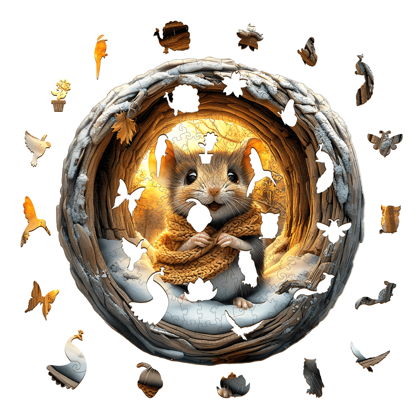 3D Cave Mouse Wooden Jigsaw Puzzle