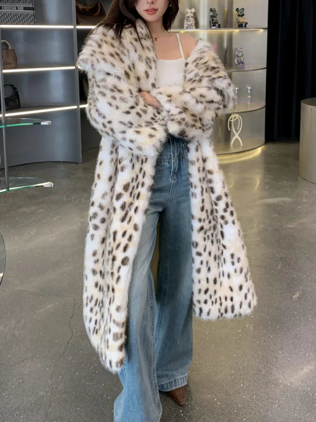 Women's Warm Luxury Leopard Faux Fur Coat