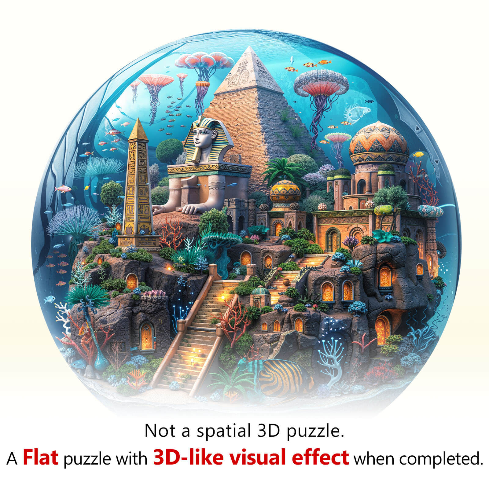 Underwater pyramid field Wooden Jigsaw Puzzle