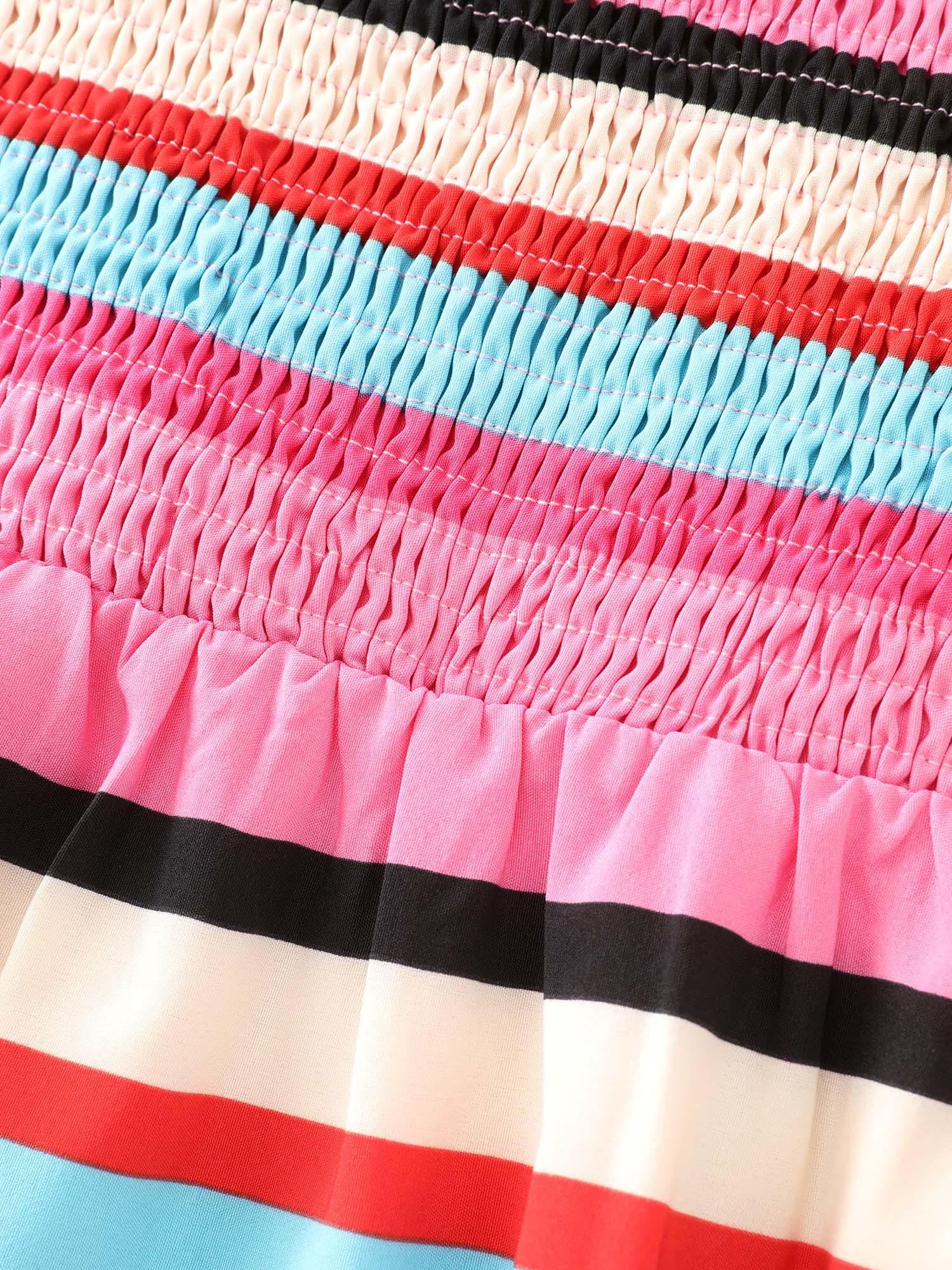 Bright Striped Print Wide Straps Maxi Dress