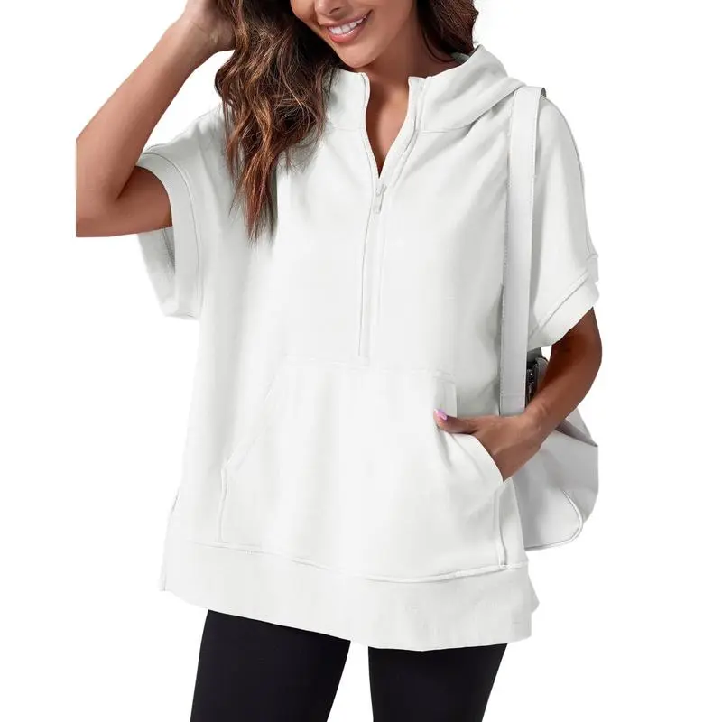 Womens Oversized Half Zip Hoodies with Pockets