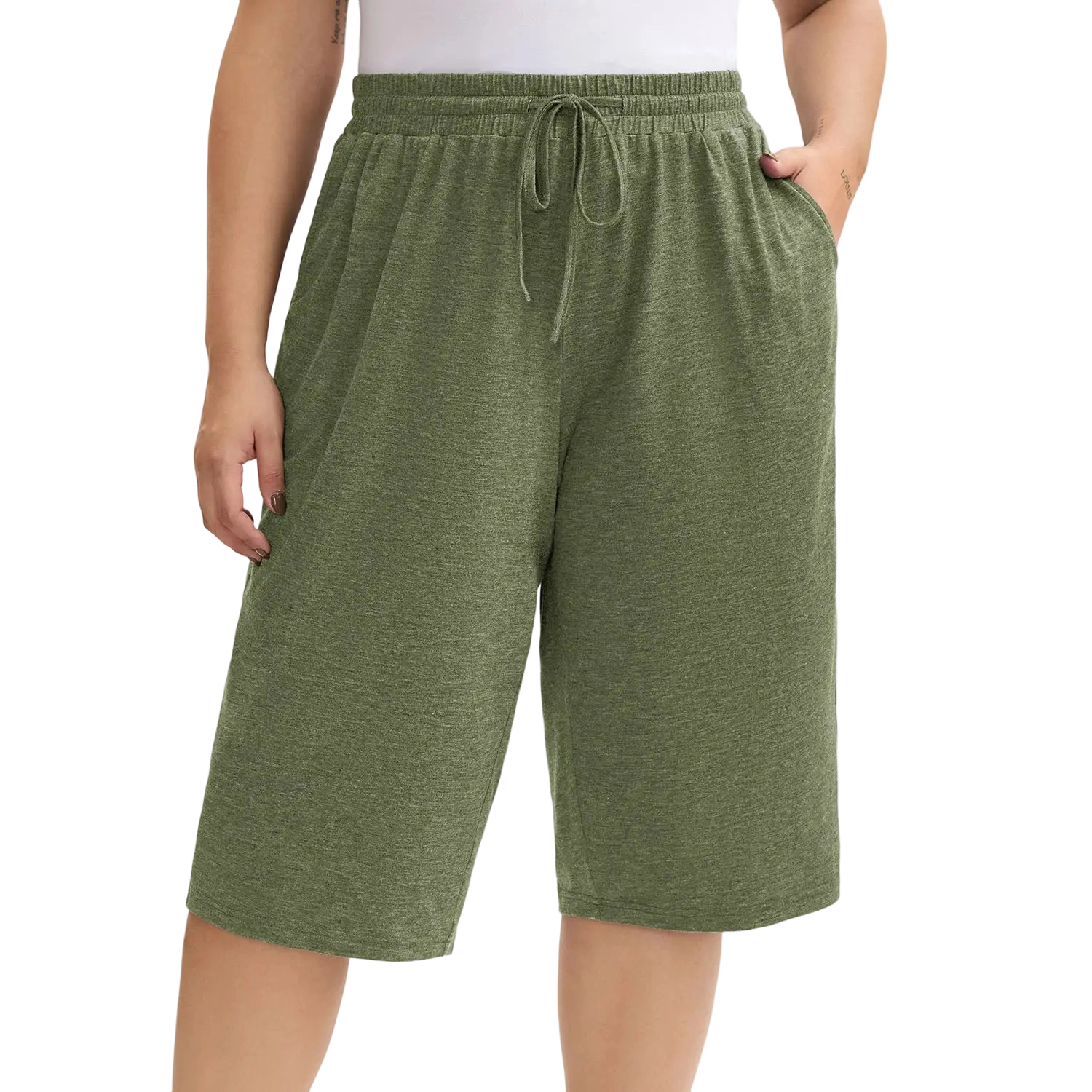 👖Women’s Relaxed Wide-Leg Capri Lounge Pants with Drawstring Pockets