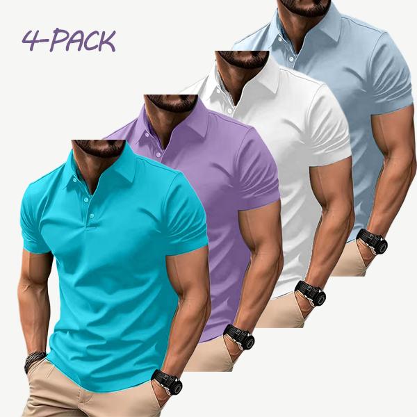 Men's 4-Pack Multi-Color Polos | Short Sleeve, Slim Fit | Casual & Business Wear