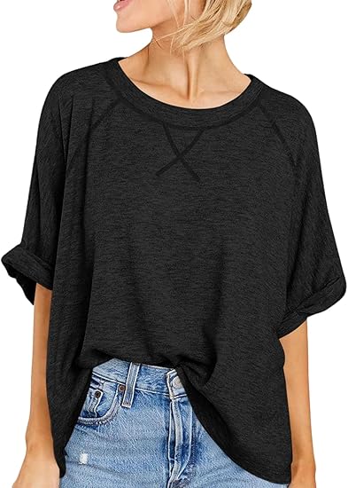 Womens Oversized Tshirts Casual Summer Tops Short Sleeve Loose Fit Tunic T Shirts