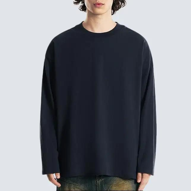 Heavyweight Long Sleeve 100% Cotton Shirts Solid Color Loose Fit Fade Proof