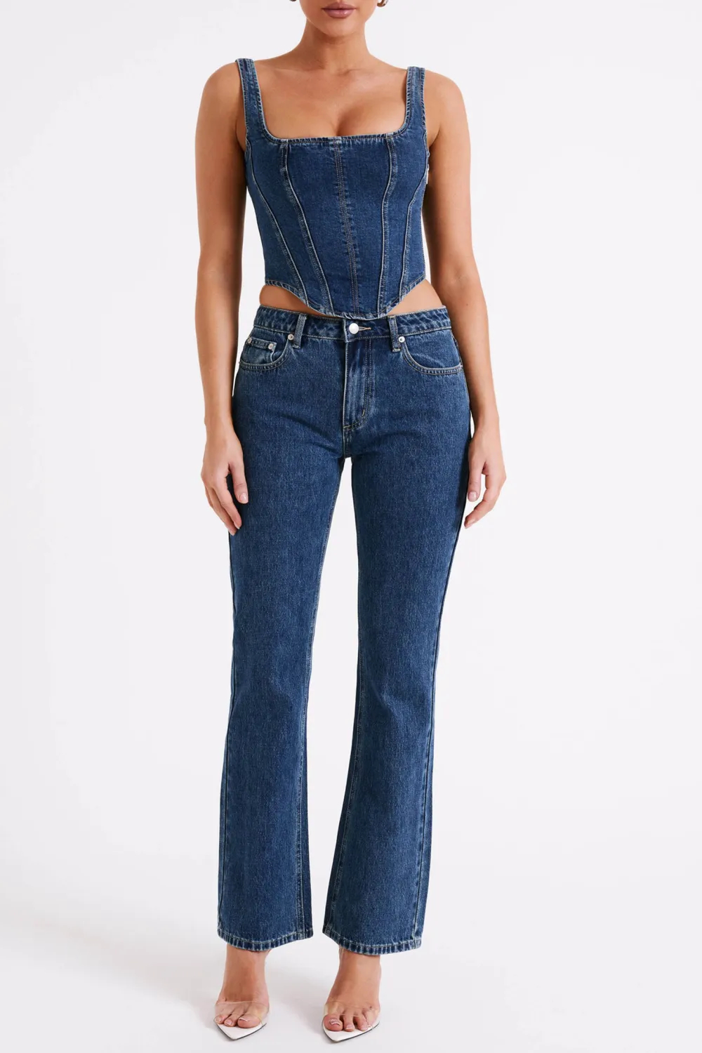 Denim Lace Up Corset