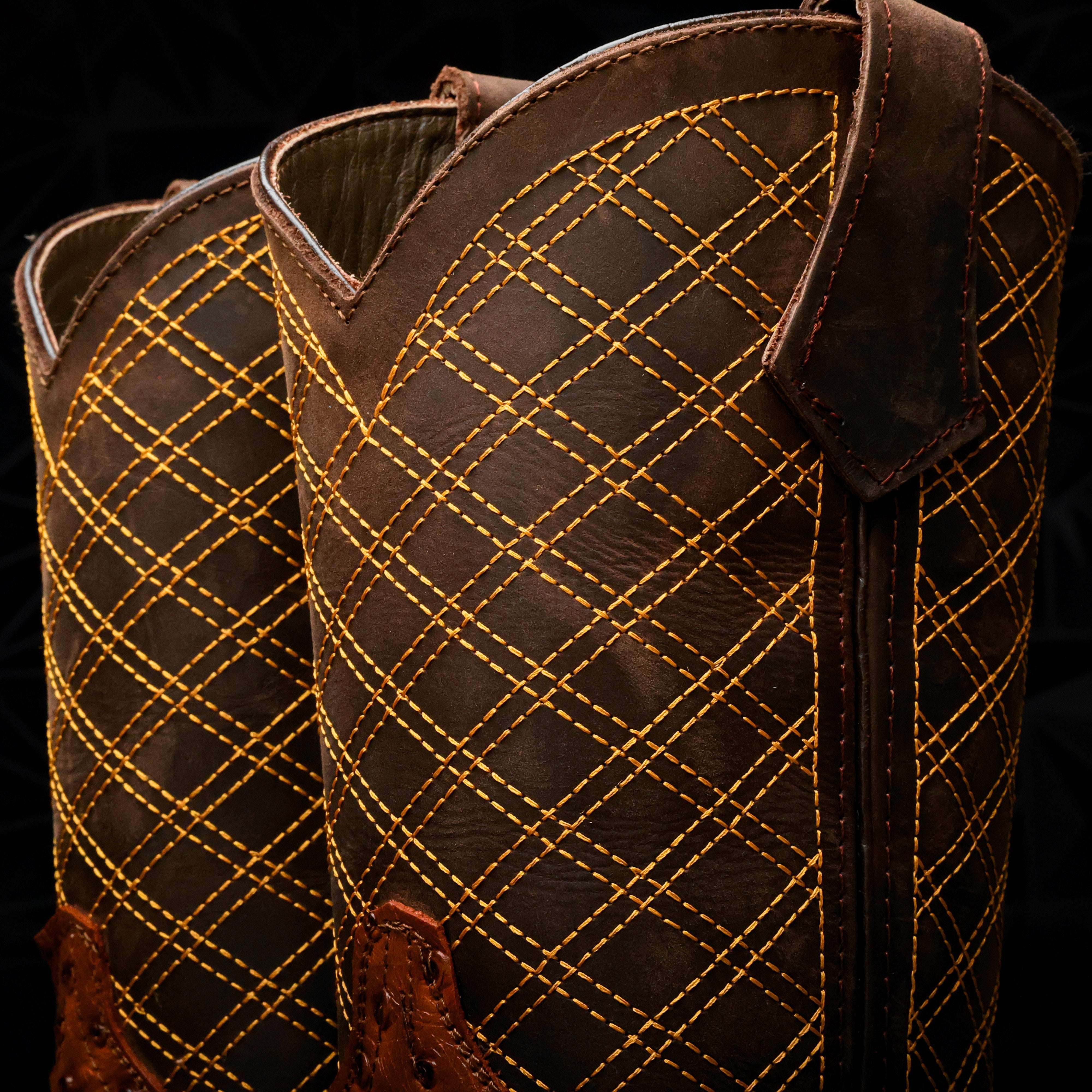 Cognac Ostrich Leather Boots With 3D Lightweight Sole - Composite Toe