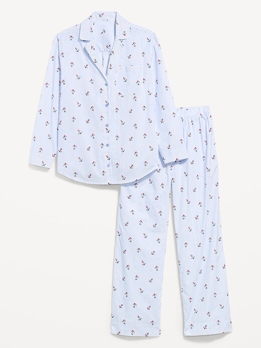 Poplin Pajama Pant Set Anchor Stripe