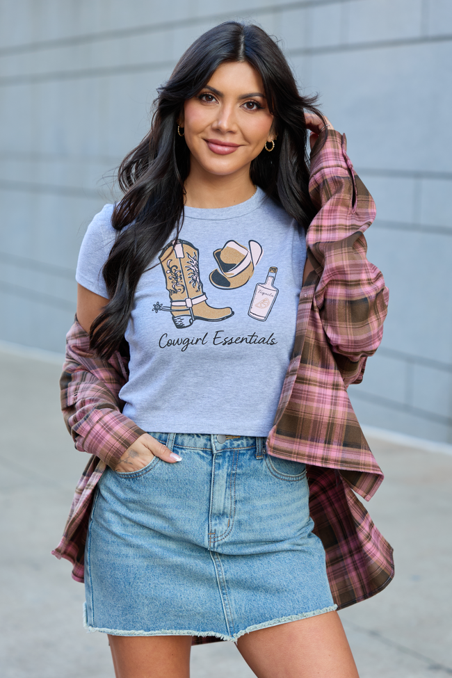 Cowgirl Essentials Heather Grey Baby Graphic Tee