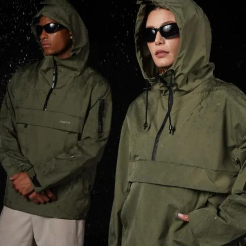 Woman Waterproof Oversized Fall Hoodie Coat Warm Half Zip Rain Jacket