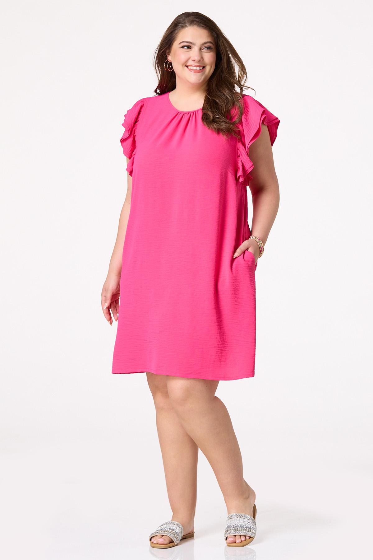 Plus Size Double Flutter Sleeve Dress