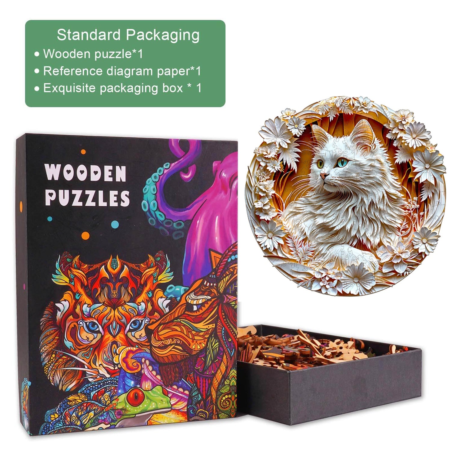 3D Cat-2 Wooden Jigsaw Puzzle