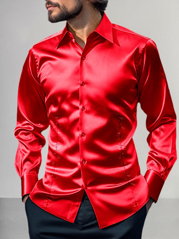 Shiny Satin Dress Shirt
