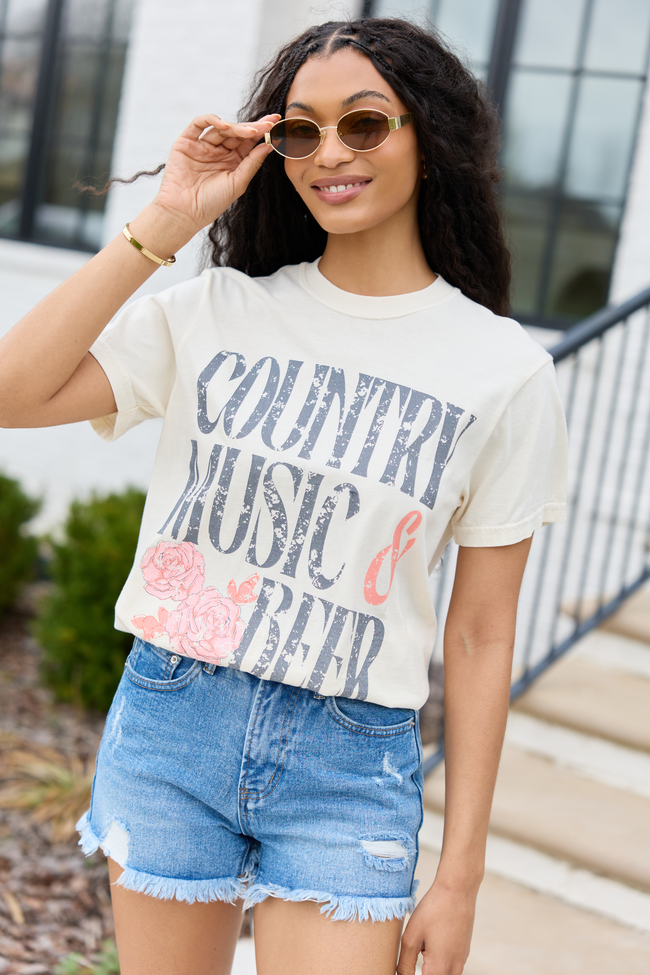 Country Music & Beer Ivory Graphic Tee