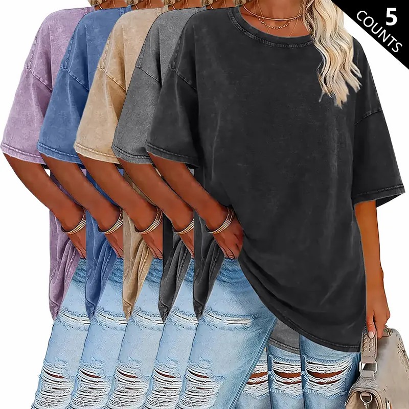 Women’s 5-Pack Premium Vintage Washed Cotton Tees