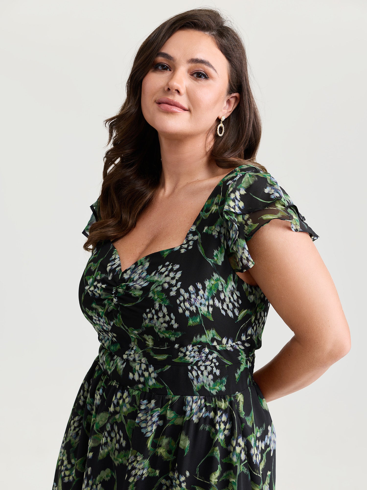 Romantic Floral Print Backless Tie Maxi Dress