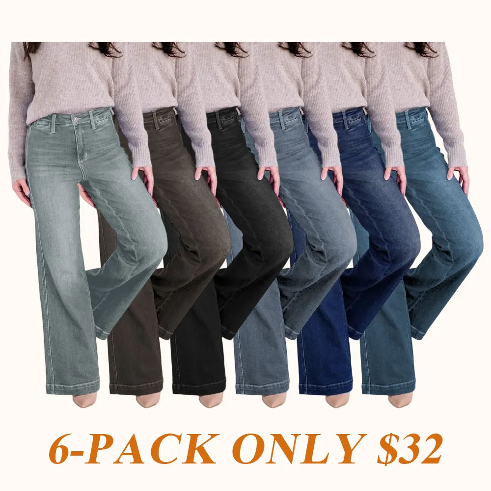 High-waisted dark washed vintage wide-leg jeans