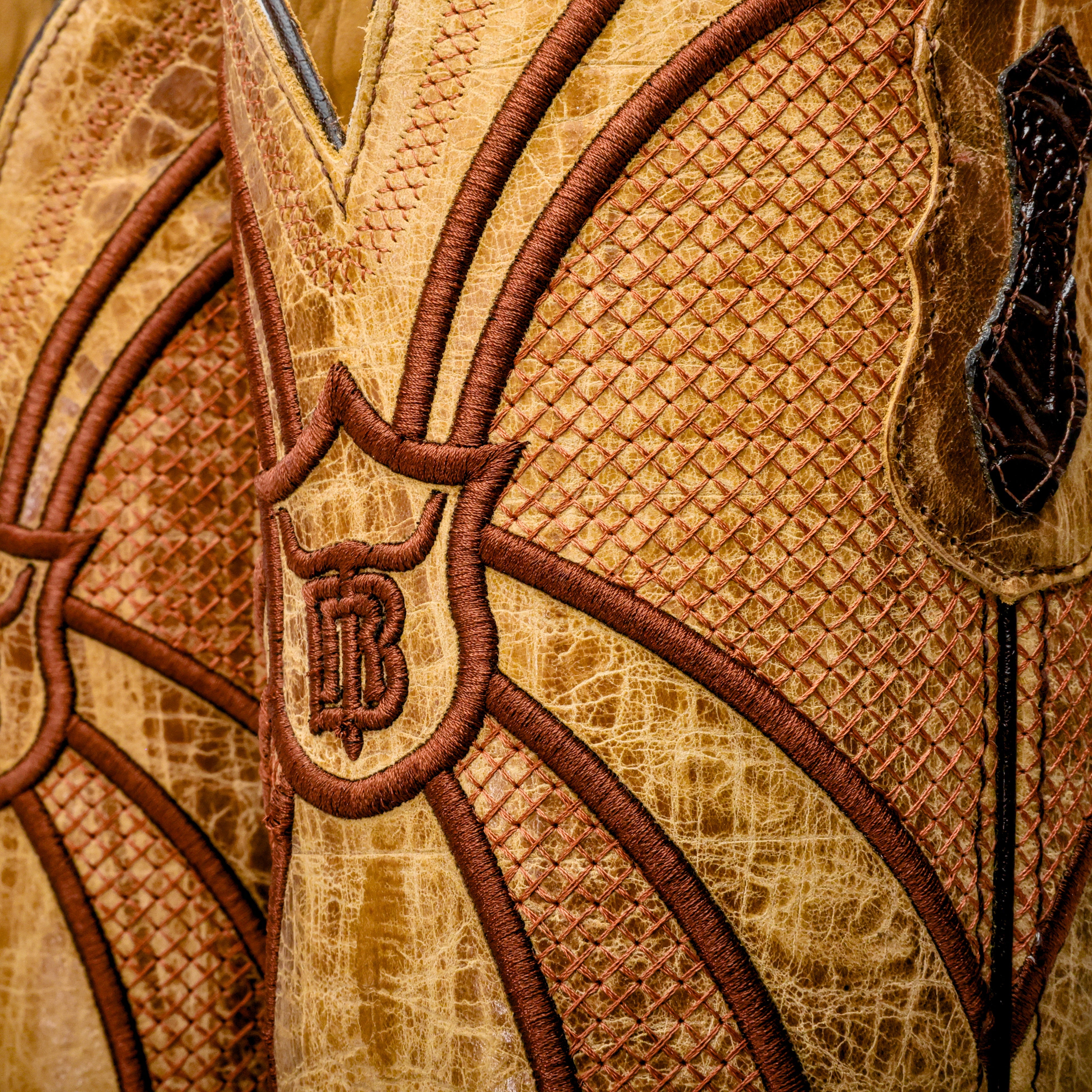 Brown Hand-Tooled Leather Boots - Square Toe