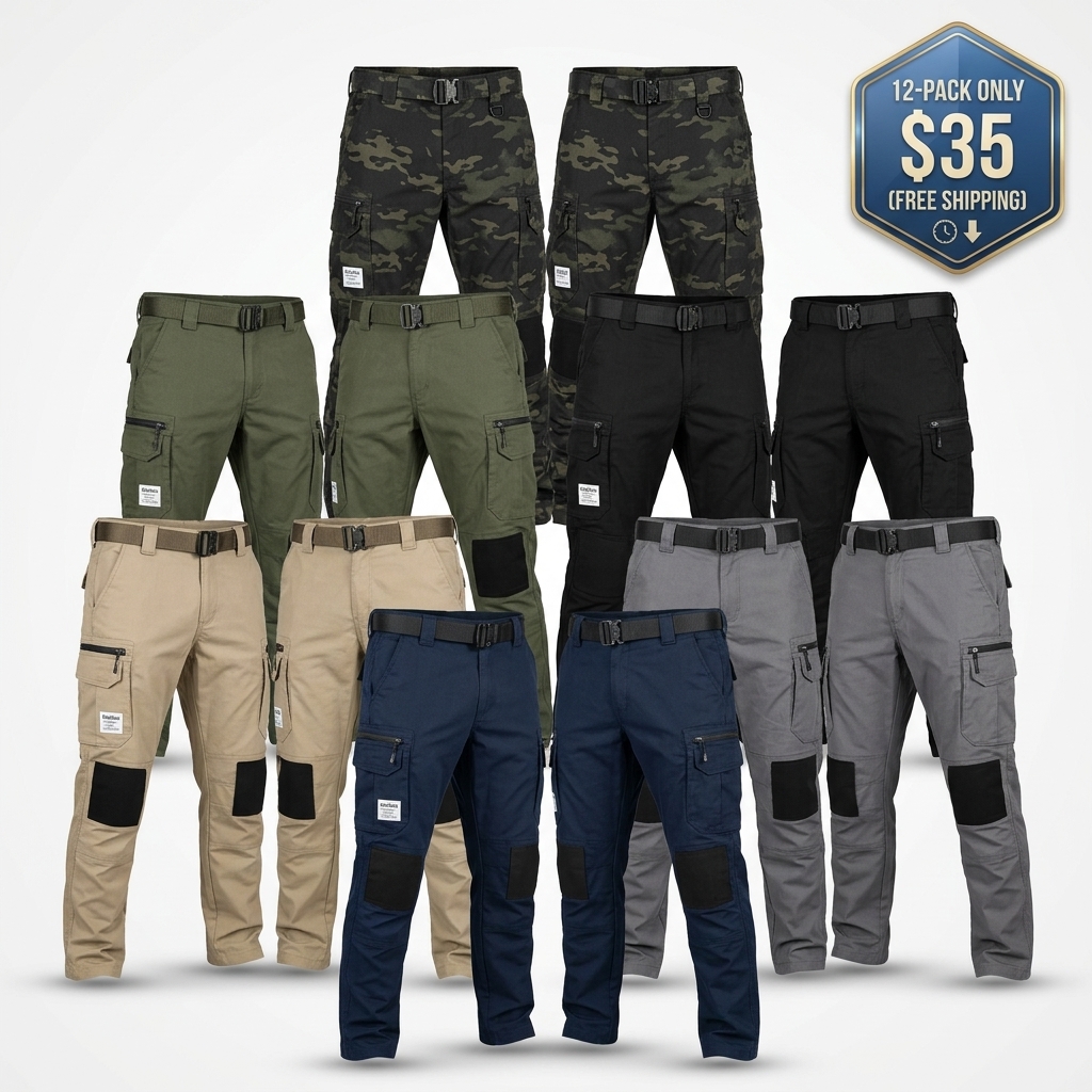 Men's 230g Durable Work Pants Tactical Cargo Pants with Zipper Pockets