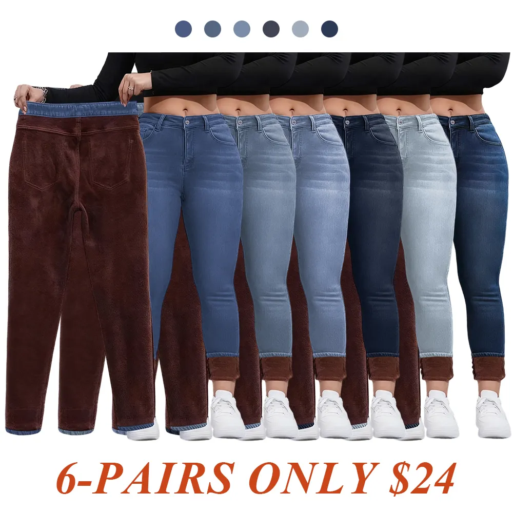 Women's Fall Winter Fleece Lined Denim Jeans