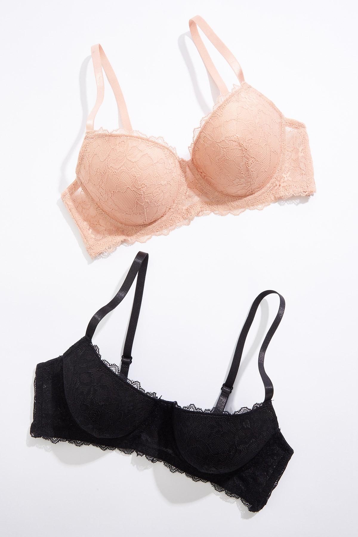 Nude Black Lace Bra Set