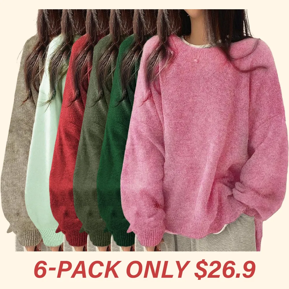 Women's drop-shoulder slit hem sweater