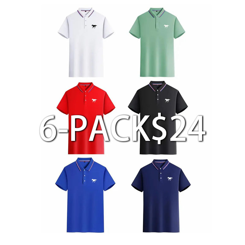 Men's Fitted Polo Shirt Set – Breathable Golf & Casual Wear with Contrast Collar