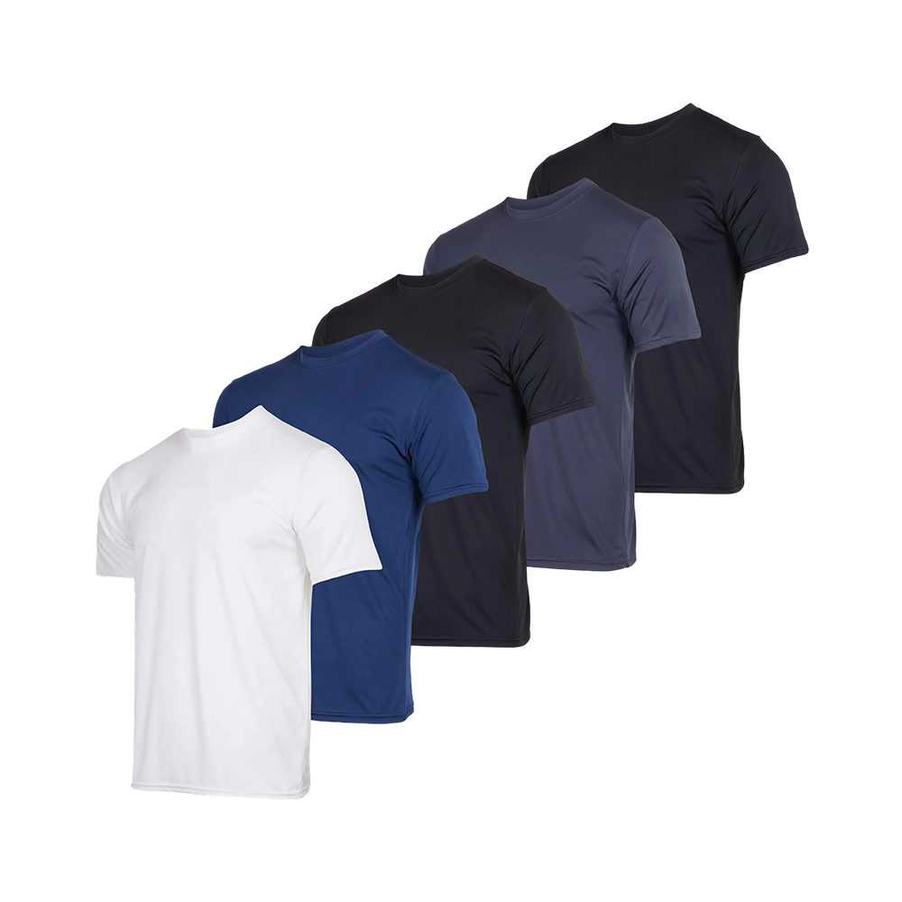 10 Pack: Men’s Short Sleeve Dry Fit Active Crew Neck T Shirt - Athletic Running Gym Workout Tee Tops