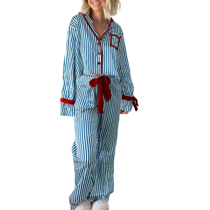 Womens Striped Pajama Set