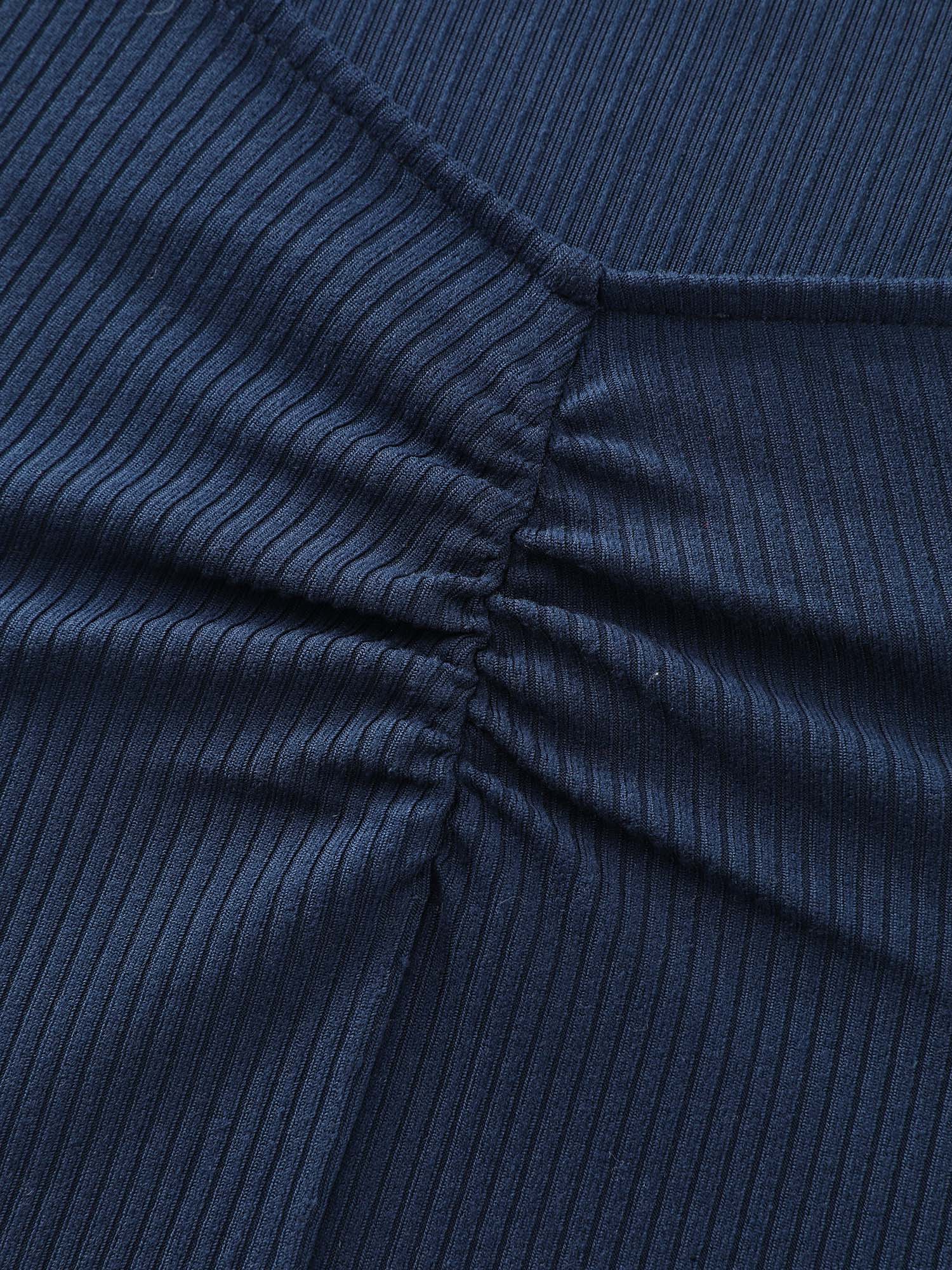 Ruched Bust-Friendly Square Neckline Midi Dress