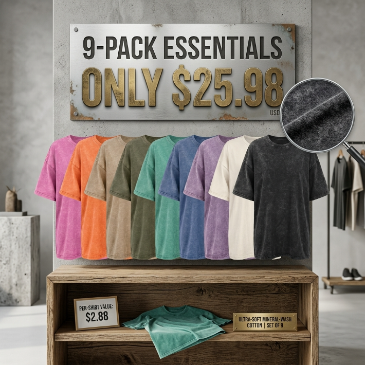 Women’s 5-Pack Premium Vintage Washed Cotton Tees