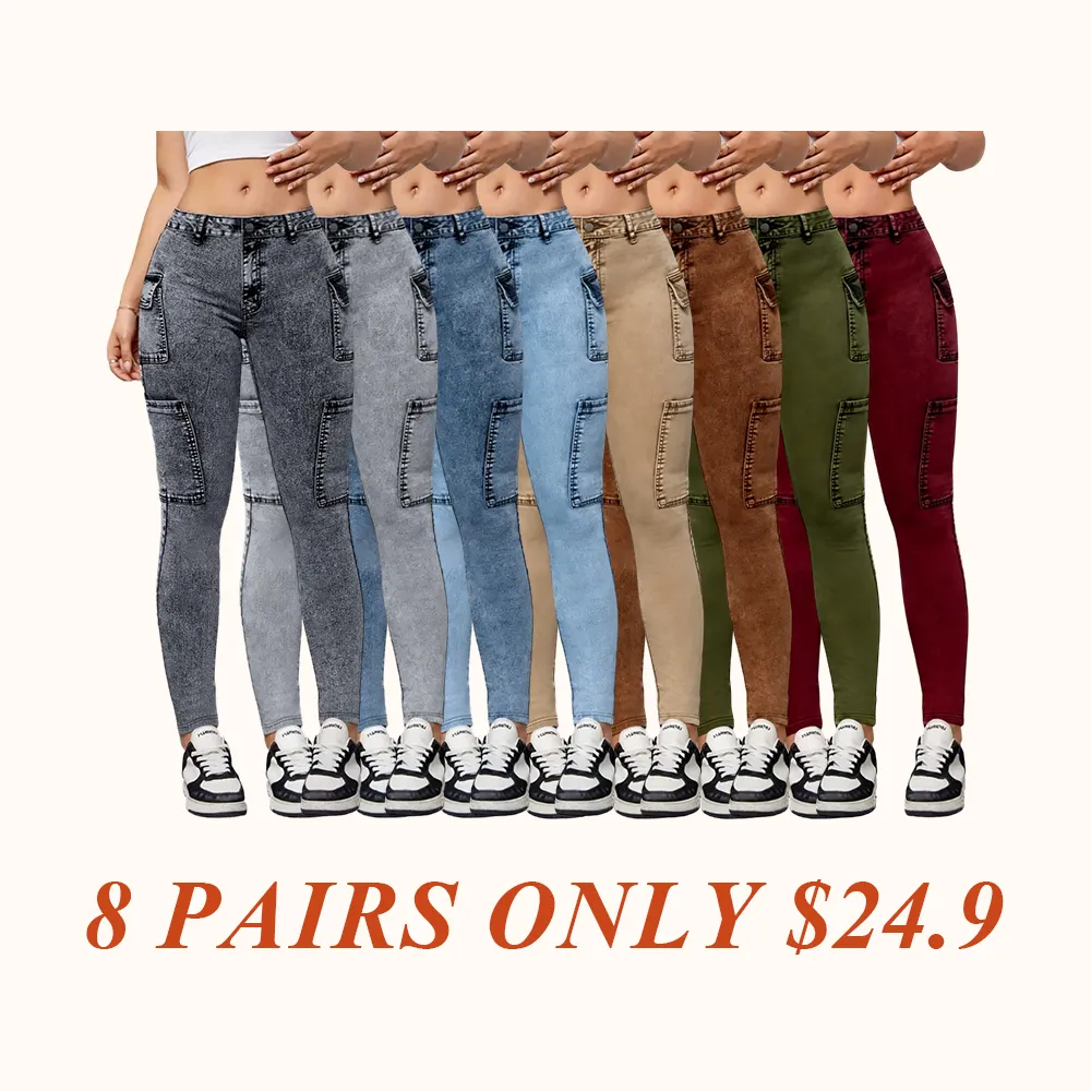 Women's Imitation Denim Skinny Pants, Denim Print Design, Stylish Comfortable Fit for Everyday Wear